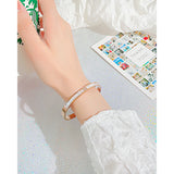 Zircon Shell Inlaid Bracelet Titanium Steel Rose Plated Big Jewelry