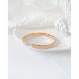 Zircon Shell Inlaid Bracelet Titanium Steel Rose Plated Big Jewelry