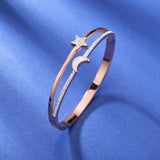 Shell Moon Star Titanium Steel Bracelet Couple Rose Plated Jewelry
