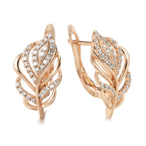 Zircon Hollow Plump 585 Earrings Party Hoops Wedding Jewelry