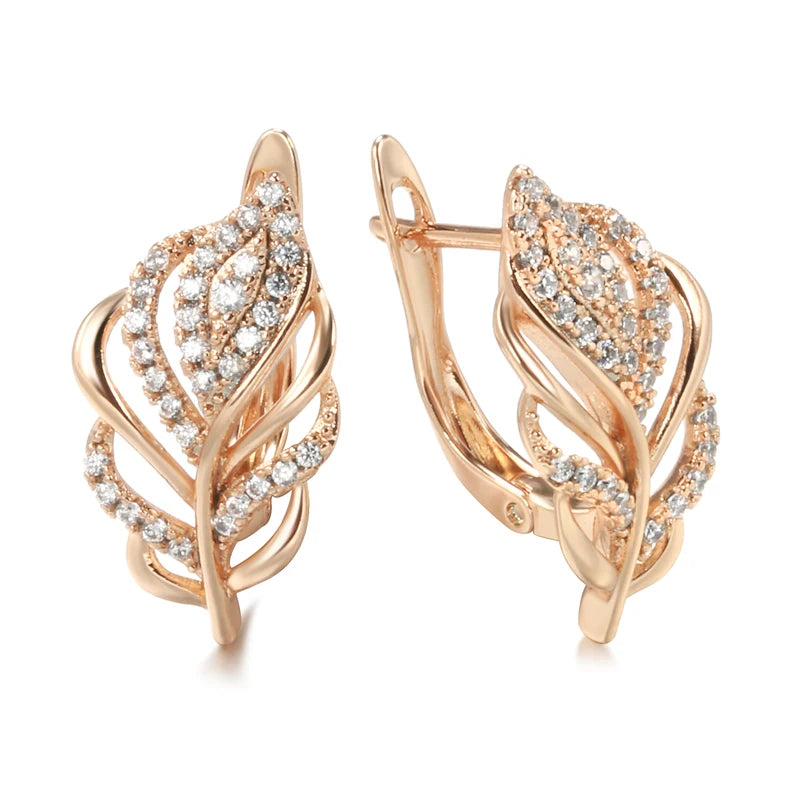 Zircon Hollow Plump 585 Earrings Party Hoops Wedding Jewelry