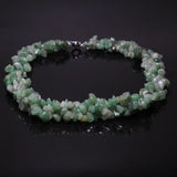Natural Gravel Stone Necklace with Moonstone, Aventurine, Red Coral Beads