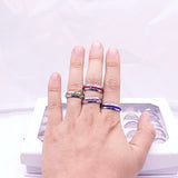 Colorful Mix 24 Pcs Crystal Stainless Steel Rings Jewelry