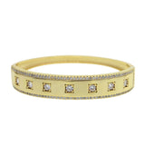 Punk Wide Band Bangle Bracelet with CZ Cubic Zirconia