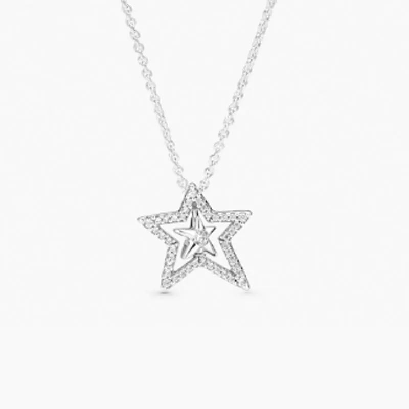 Winter Silver Star Wish Necklace 925 Sterling Silver Jewelry