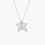 Winter Silver Star Wish Necklace 925 Sterling Silver Jewelry