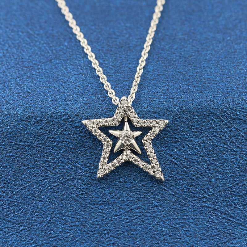 Winter Silver Star Wish Necklaces For Women 925 Sterling Silver Jewelry