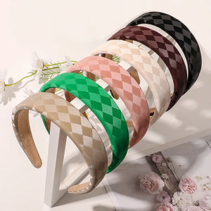 Winter Grid PU Leather Padded Headband Wide-brimmed Headband