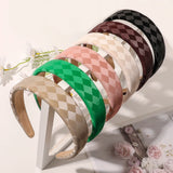 Winter Grid PU Leather Padded Headband Wide-brimmed Headband