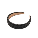 Winter Grid PU Leather Padded Headband Wide-brimmed Headband