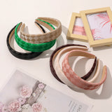 Winter Grid PU Leather Padded Headband Wide-brimmed Headband