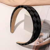 Winter Grid PU Leather Padded Headband Wide-brimmed Headband