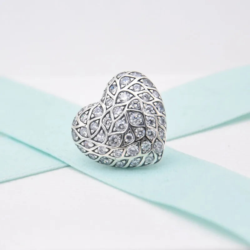 Winter Sparkling Heart Earring 925 Sterling Silver Studs