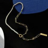 Winter CZ Tennis Paper Clip Chain Necklace for Women