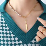 Winter CZ Tennis Paper Clip Chain Necklace for Women