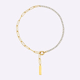 Winter CZ Tennis Paper Clip Chain Necklace for Women