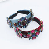 Velvet Baroque Crown Retro Hairband Rhinestone Tiara Crystal Headband