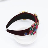 Velvet Baroque Crown Retro Hairband Rhinestone Tiara Crystal Headband