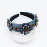 Velvet Baroque Crown Retro Hairband Rhinestone Tiara Crystal Headband