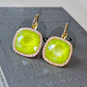 Square Austrian Crystal Drop Earrings