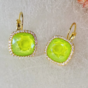 Square Austrian Crystal Drop Earrings
