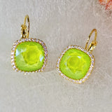 Square Austrian Crystal Drop Earrings