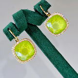 Square Austrian Crystal Drop Earrings
