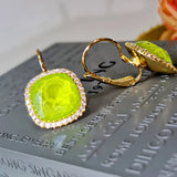 Square Austrian Crystal Drop Earrings