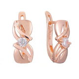 Women 585 Rose Crystal Stone Weaving Drop Earrings