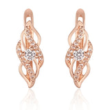Women 585 Rose Crystal Stone Weaving Drop Earrings