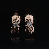 Women 585 Rose Crystal Stone Weaving Drop Earrings