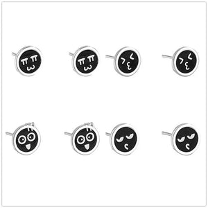 925 Silver Ear Nail Enamel Funny Expression Jewelry Gift