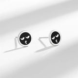 925 Silver Ear Nail Enamel Funny Expression Jewelry Gift