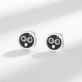 925 Silver Ear Nail Enamel Funny Expression Jewelry Gift