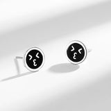 925 Silver Ear Nail Enamel Funny Expression Jewelry Gift