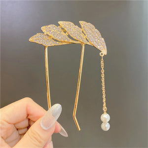 Women Bowknot Rhinestone Hairpins Hair Sticks Bridal Wedding Hair Clip