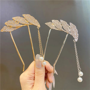Women Bowknot Rhinestone Hairpins Hair Sticks Bridal Wedding Hair Clip