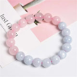 Women Bracelet Girls Loves Nature Rose Quartzs Jades Bead Genuine Stone Bangle