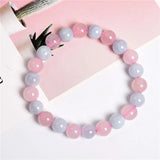 Women Bracelet Girls Loves Nature Rose Quartzs Jades Bead Genuine Stone Bangle