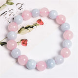 Women Bracelet Girls Loves Nature Rose Quartzs Jades Bead Genuine Stone Bangle
