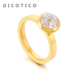 Women's Stainless Steel CZ Wedding Band Ring