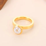 Women's Stainless Steel CZ Wedding Band Ring