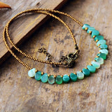 Green Stone Seed Bead Women's Choker Necklace Short Collar Statement Jewelry