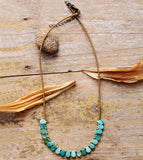 Green Stone Seed Bead Women's Choker Necklace Short Collar Statement Jewelry