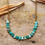 Green Stone Seed Bead Women's Choker Necklace Short Collar Statement Jewelry