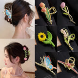 Women Butterfly Claw Clip Metal Hair Claw Girl Sweet Flower Hair Clips