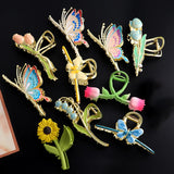 Women Butterfly Claw Clip Metal Hair Claw Girl Sweet Flower Hair Clips