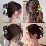 Women Butterfly Claw Clip Metal Hair Claw Girl Sweet Flower Hair Clips