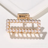 Hollow Geometric Metal Hair Claw Pearl Hair Clips Headband