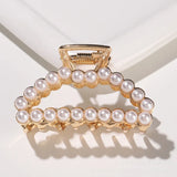 Hollow Geometric Metal Hair Claw Pearl Hair Clips Headband